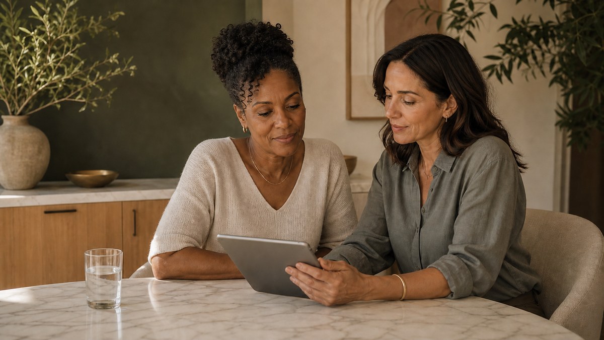 A patient reviewing a blood sugar log with a dentist, illustrating the oral health diabetes connection.